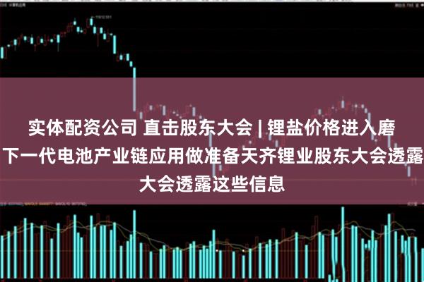 实体配资公司 直击股东大会 | 锂盐价格进入磨底期、为下一代电池产业链应用做准备天齐锂业股东大会透露这些信息